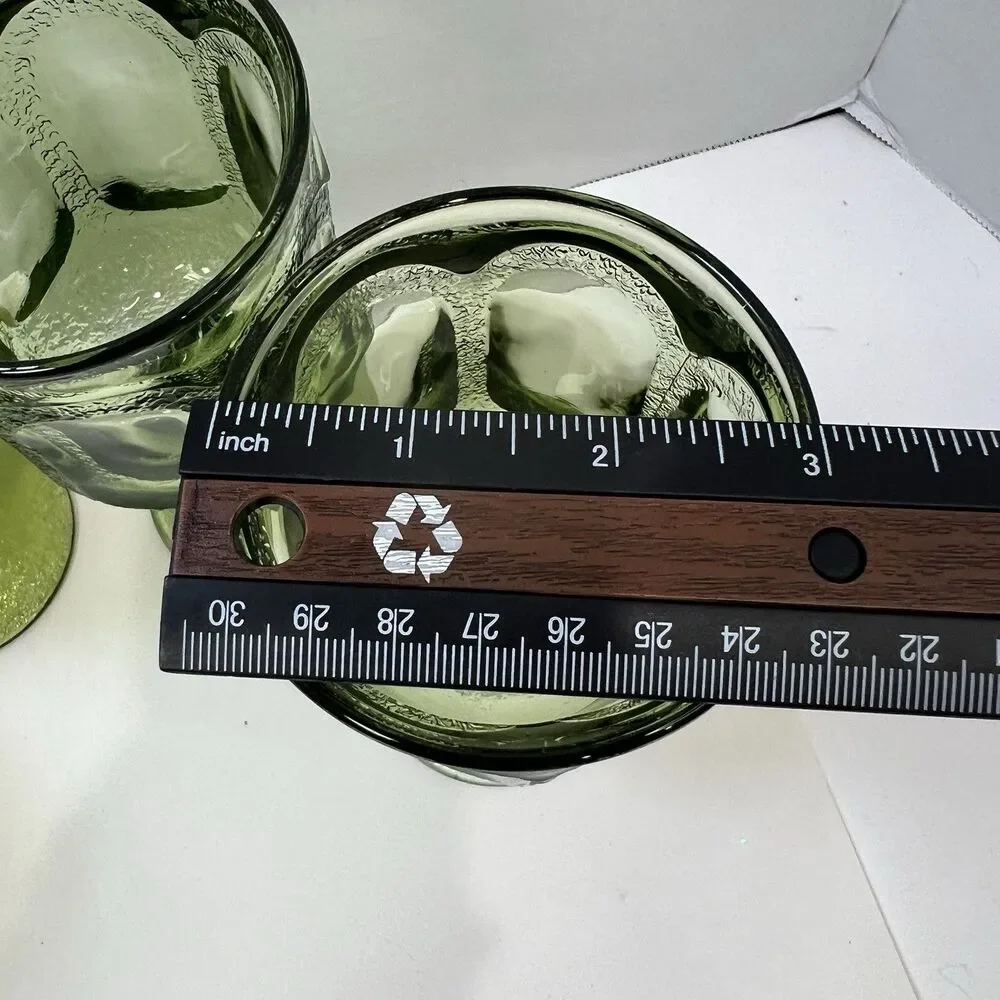 Vintage Fostoria Woodland Green Wine Water Glasses Goblets Set Of 4  Textured